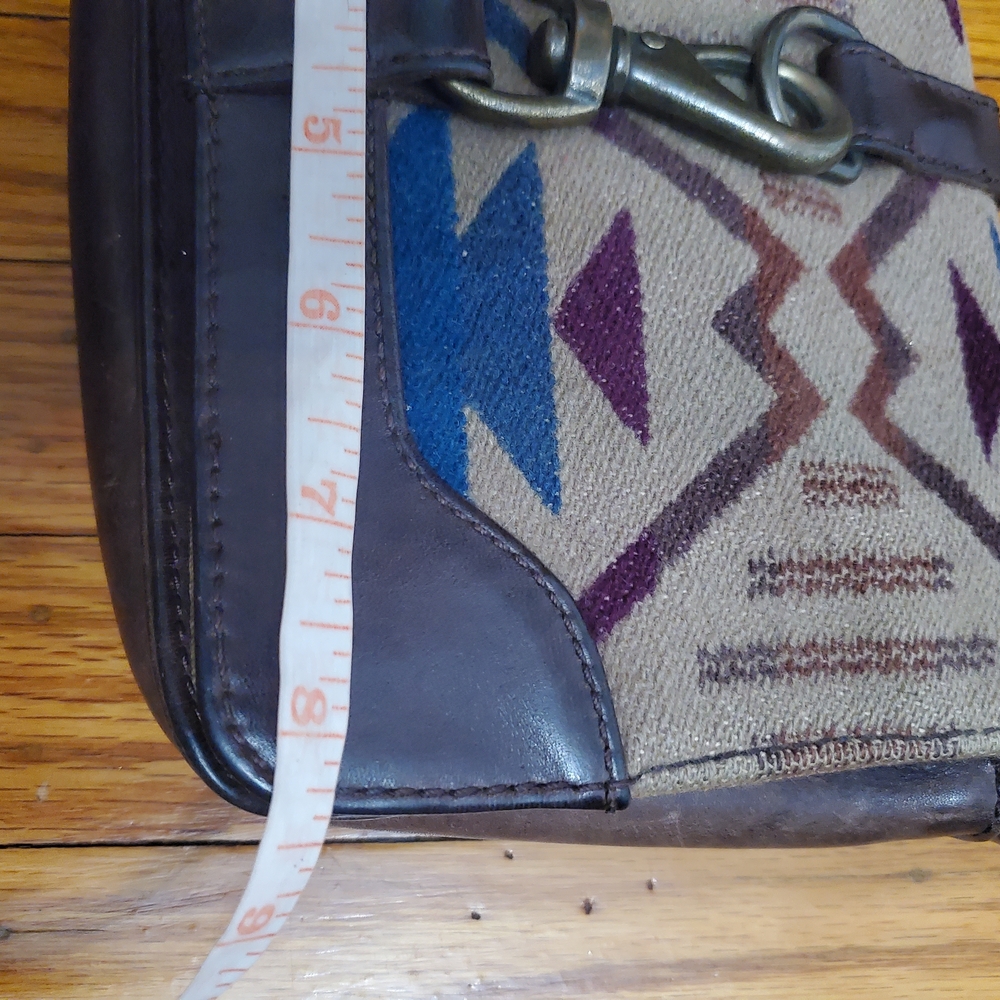 Pendleton Vintage Geometric Pattern Brown Leather… - image 6